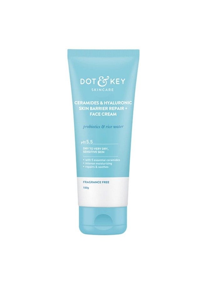 Dot & Key - Ceramides & Hyaluronic Hydrating Face Cream With Probiotic & Rice Water I Barrier Repair For Dry Skin 100G - Image 1