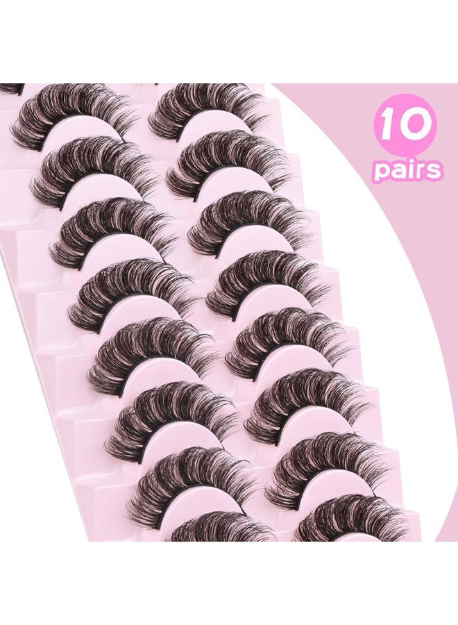 Losha Eyelashes DD Curl Russian Strip Lashes Wispy False Eyelashes that Like Lash Extensions 10 Pairs Soft Fake Lashes Pack (D03) - Image 2