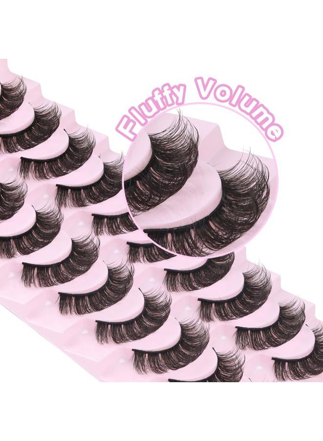 Losha Eyelashes DD Curl Russian Strip Lashes Wispy False Eyelashes that Like Lash Extensions 10 Pairs Soft Fake Lashes Pack (D03) - Image 5