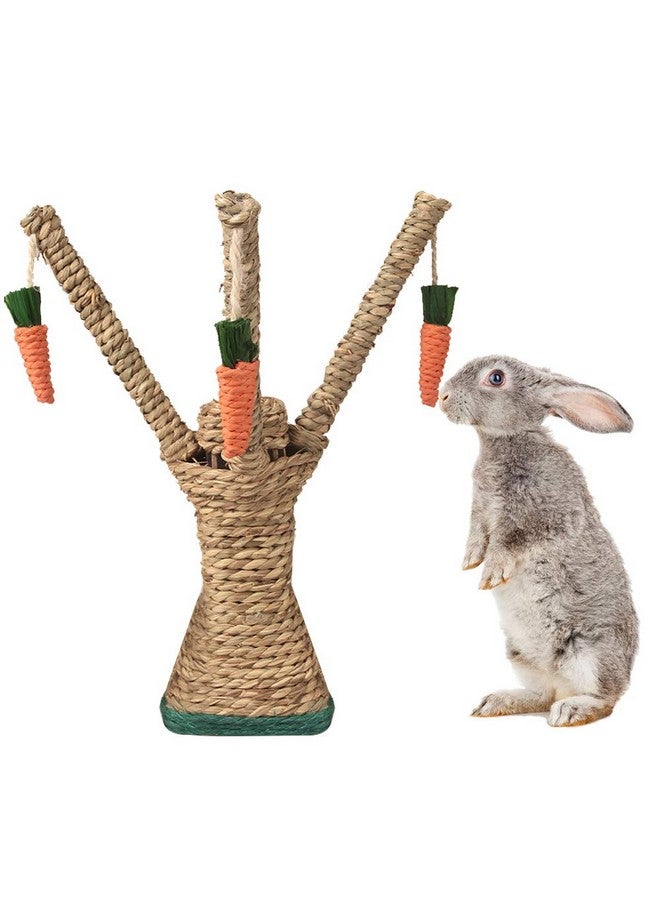 Highland Farms Select Bunny Chew Toys, Rabbit Scratching Climbing Fun Tree With Carrot Shaped Toy, Handwoven Seagrass Chew Toy For Rabbits, Cats, Hamsters, Gerbils Teeth Grinding - Image 1