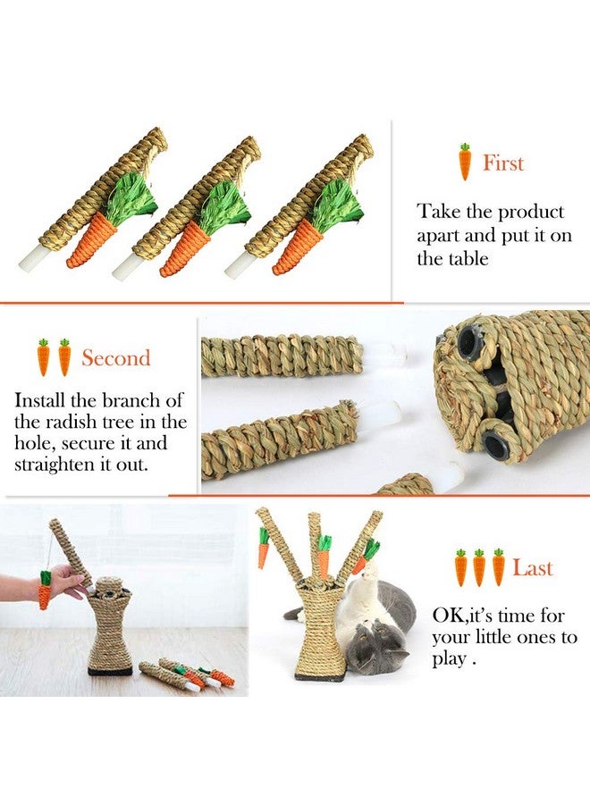 Highland Farms Select Bunny Chew Toys, Rabbit Scratching Climbing Fun Tree With Carrot Shaped Toy, Handwoven Seagrass Chew Toy For Rabbits, Cats, Hamsters, Gerbils Teeth Grinding - Image 4