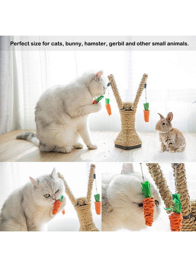 Highland Farms Select Bunny Chew Toys, Rabbit Scratching Climbing Fun Tree With Carrot Shaped Toy, Handwoven Seagrass Chew Toy For Rabbits, Cats, Hamsters, Gerbils Teeth Grinding - Image 5