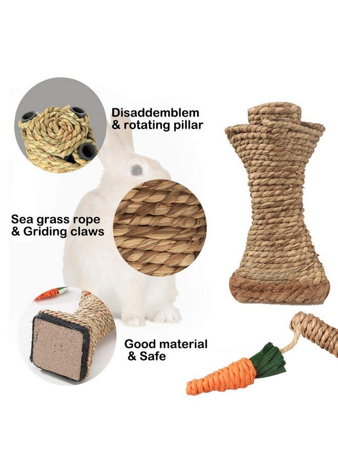 Highland Farms Select Bunny Chew Toys, Rabbit Scratching Climbing Fun Tree With Carrot Shaped Toy, Handwoven Seagrass Chew Toy For Rabbits, Cats, Hamsters, Gerbils Teeth Grinding - Image 3