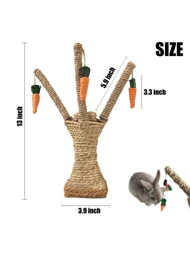 Highland Farms Select Bunny Chew Toys, Rabbit Scratching Climbing Fun Tree With Carrot Shaped Toy, Handwoven Seagrass Chew Toy For Rabbits, Cats, Hamsters, Gerbils Teeth Grinding - Image 2