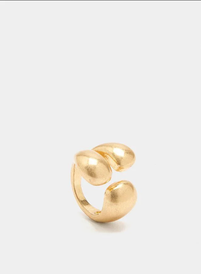 بارفوا خاتم بتأثير ثلاثي مستدير ذهبي