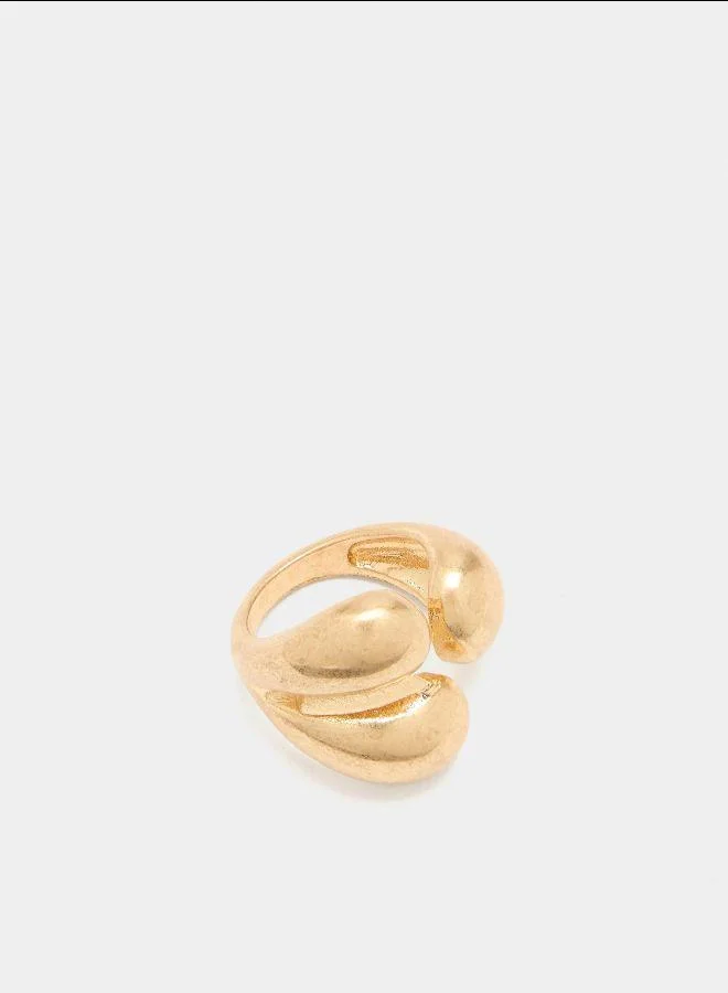 PARFOIS Gold Ring with rounded triple effect Golden for Women | Best Price UAE