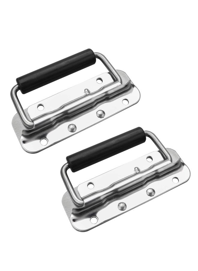 Generic Spring Loaded Pull Handles, Surface Mount Chest Handle with Rubber Grip Handmade Chest Trunk Lifter Handle Pull Heavy Duty Hardware for Chests Trunks Crates Storage Boxes(2 Pack)  - Image 1