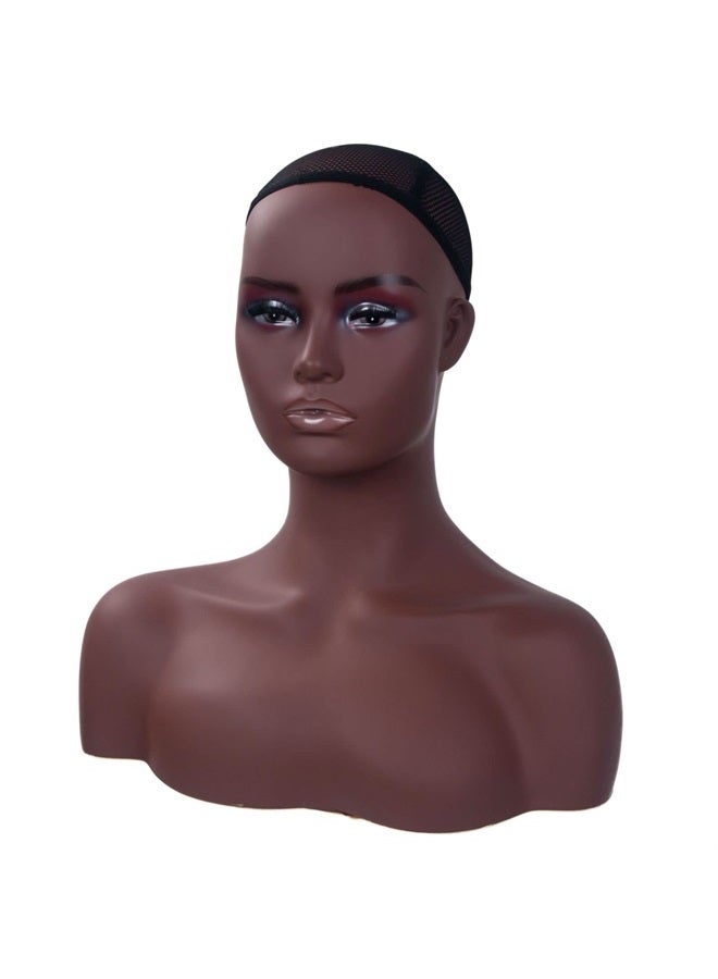 JINGFA Realistic Female Mannequin Head With Shoulder Display Manikin Head Bust for Wigs,Makeup,Beauty Accessories Displaying - Image 2