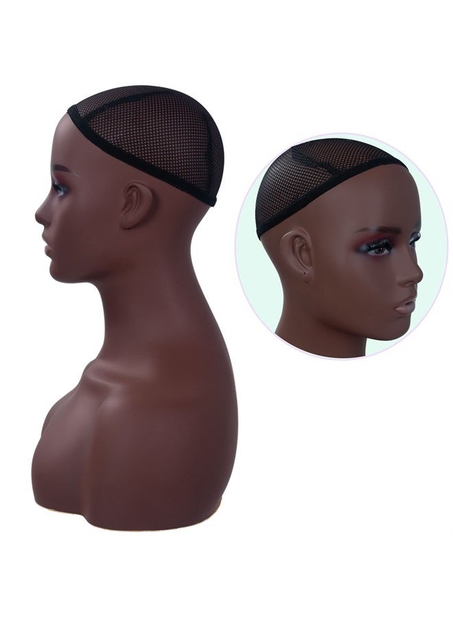 JINGFA Realistic Female Mannequin Head With Shoulder Display Manikin Head Bust for Wigs,Makeup,Beauty Accessories Displaying - Image 3