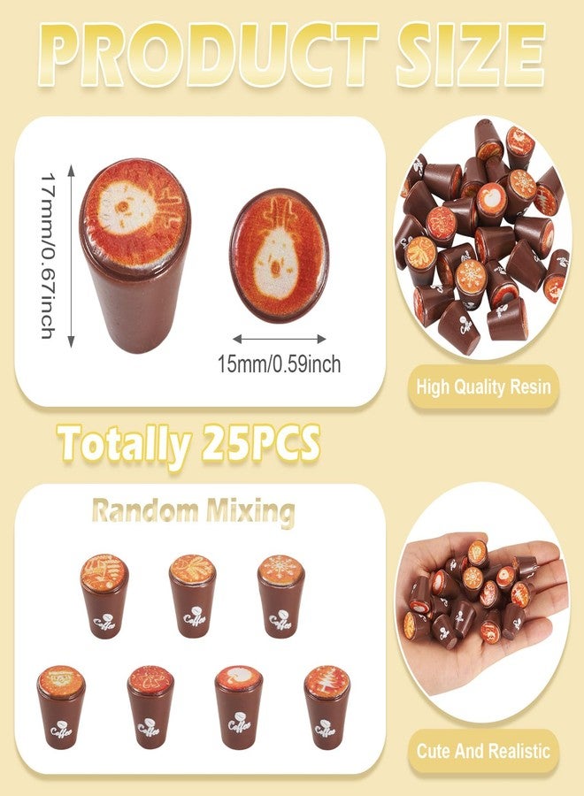 BB Beadthoven Beadthoven 25pcs Miniature Coffee Cups Set Christmas Dollhouse Accessory Mini Tiny Resin Coffee Mugs Tiny Food Model Cute Kitchen Decorations for Micro Landscape Table Party Decor DIY Crafts - Image 3