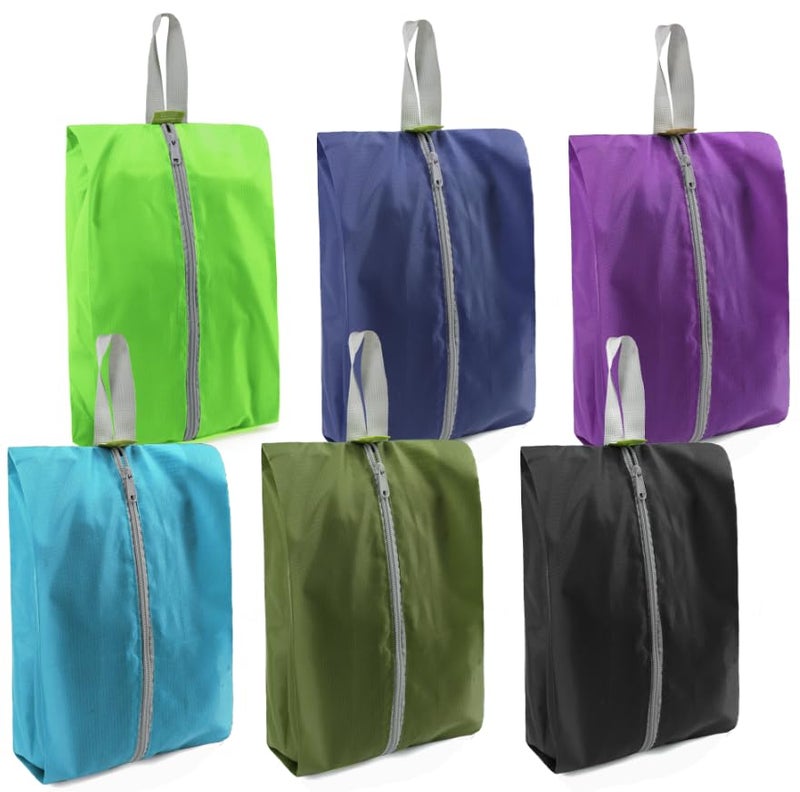 BeeGreen Colorful Dance Shoe Organizer Bags - 6 Pack with Zipper Closure and Handle, Portable Nylon Shoe Bags for Storage, Men's and Women's Travel Gifts - Image 1
