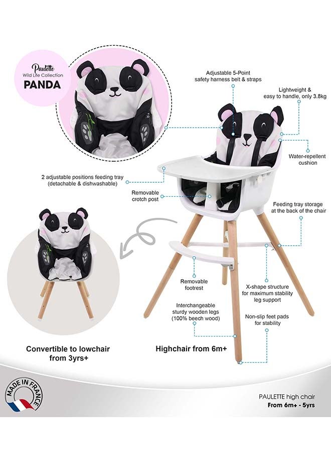 Nania 2 In 1 Paulette Highchair With Cushion - Panda - Image 5