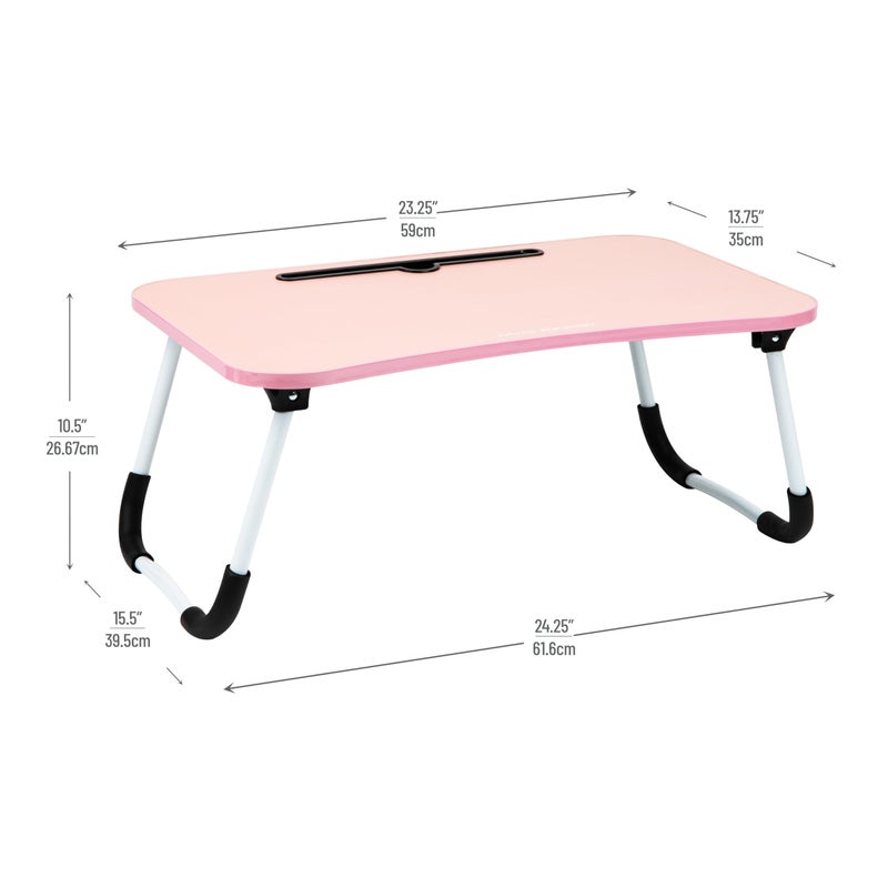 Mind Reader Lap Desk Laptop Stand, Bed Tray, Folding Legs, Couch Table, Portable, MDF, 23.25" L x 13.75" W x 10.5" H, Pink - Image 3