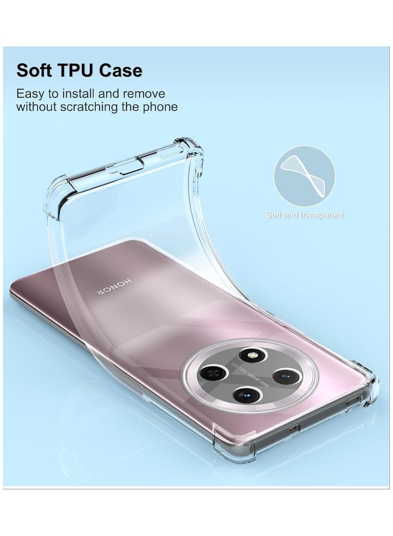 [1+1 Sets] For Honor X9c 5G Case & Screen Protector Crystal Clear Ultra Slim Anti Scratch Shockproof Protective TPU Back Cover with Tempered Glass Screen Protector - Image 3