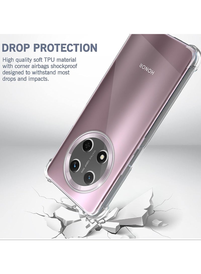 [1+1 Sets] For Honor X9c 5G Case & Screen Protector Crystal Clear Ultra Slim Anti Scratch Shockproof Protective TPU Back Cover with Tempered Glass Screen Protector - Image 5