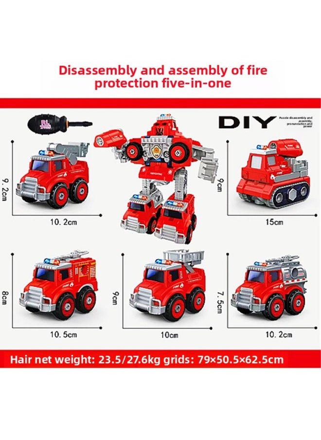 Generic - Disassembly And Assembly Of Dinosaur Toy Car Small Train DIY Disassembly And Assembly 5 Fit Assembly Project Fire Children's Science And Education Toys-Color:17 Four Disassembly And Assembly Sea, Land And Air - Image 1