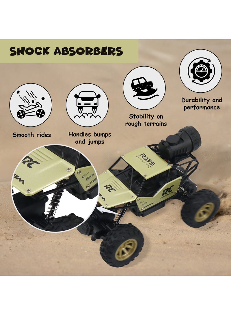 FUNFY Rock Crawler RC Toy Car | 4WD | Soft Suspensions, Dual Motor, Mist Spray, Aluminium Body, Rechargeable Battery | Kids Gift  - Image 5