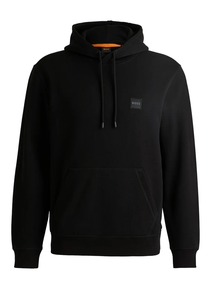 بوس Cotton-terry hoodie with logo patch