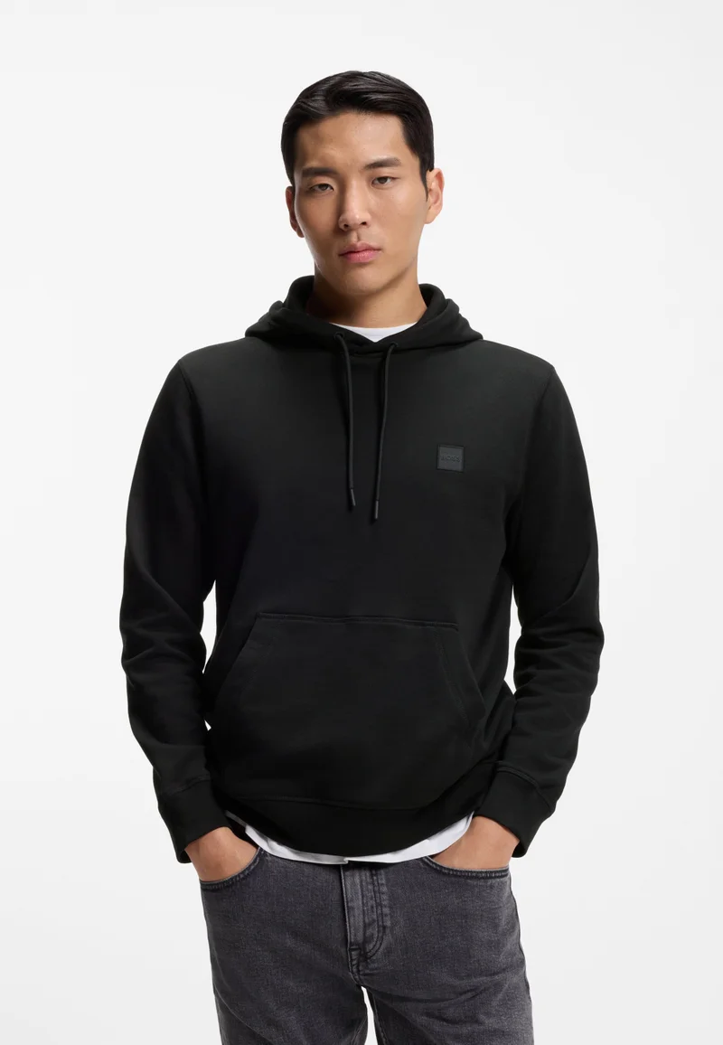 Cotton-terry hoodie with logo patch