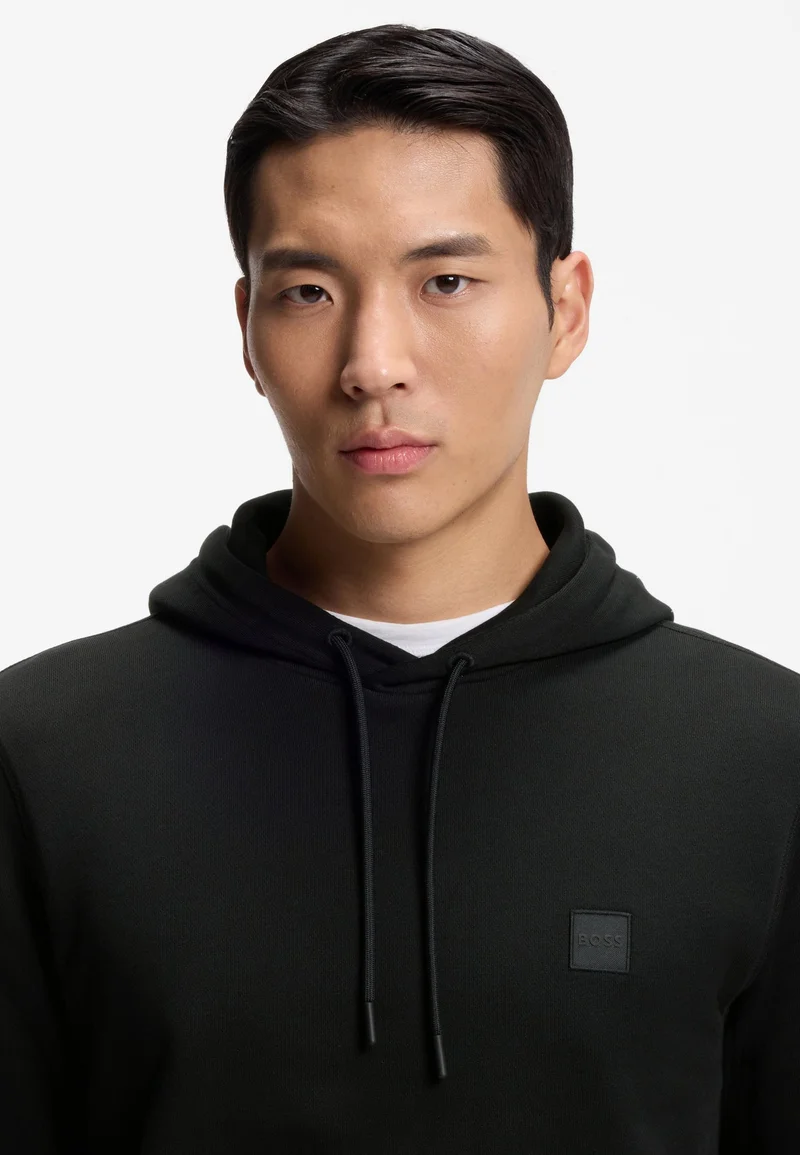 BOSS Black Cotton-terry hoodie with logo patch for Men | Best Price UAE