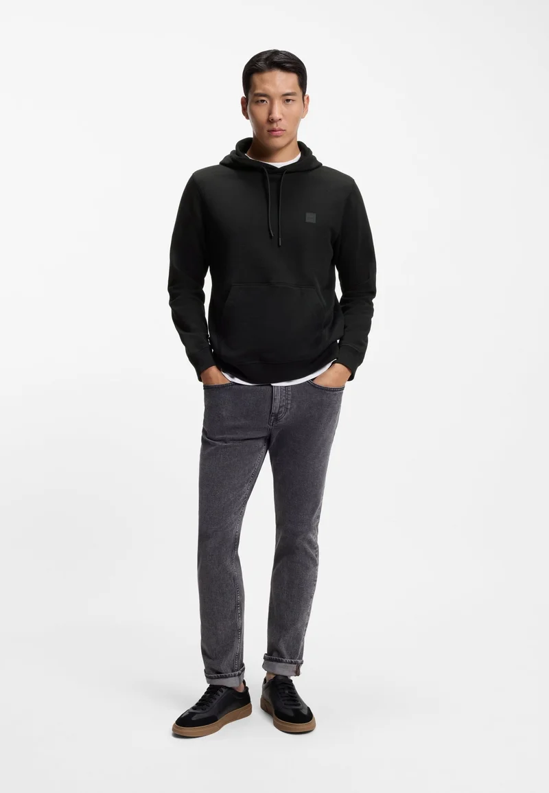 BOSS Black Cotton-terry hoodie with logo patch for Men | Best Price UAE