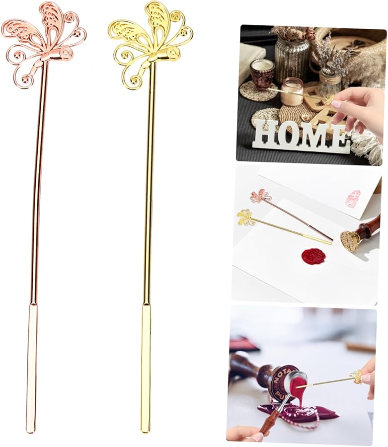 عصي خلط شمع الختم من الفولاذ المقاوم للصدأ 2 قطعة قضبان تحريك مقاومة للحرارة لصنع الشموع - Image 3