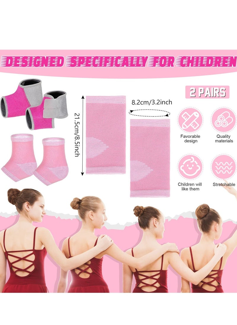 Y&D - 2 Pairs Kids Ankle Brace Set Foot Support Stabilizer Wraps Protector Guard Knitted Sleeve Sock Compression Socks for Injury Prevention, Pink - Image 1