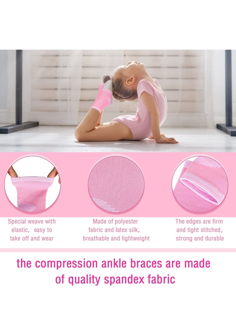 Y&D - 2 Pairs Kids Ankle Brace Set Foot Support Stabilizer Wraps Protector Guard Knitted Sleeve Sock Compression Socks for Injury Prevention, Pink - Image 1