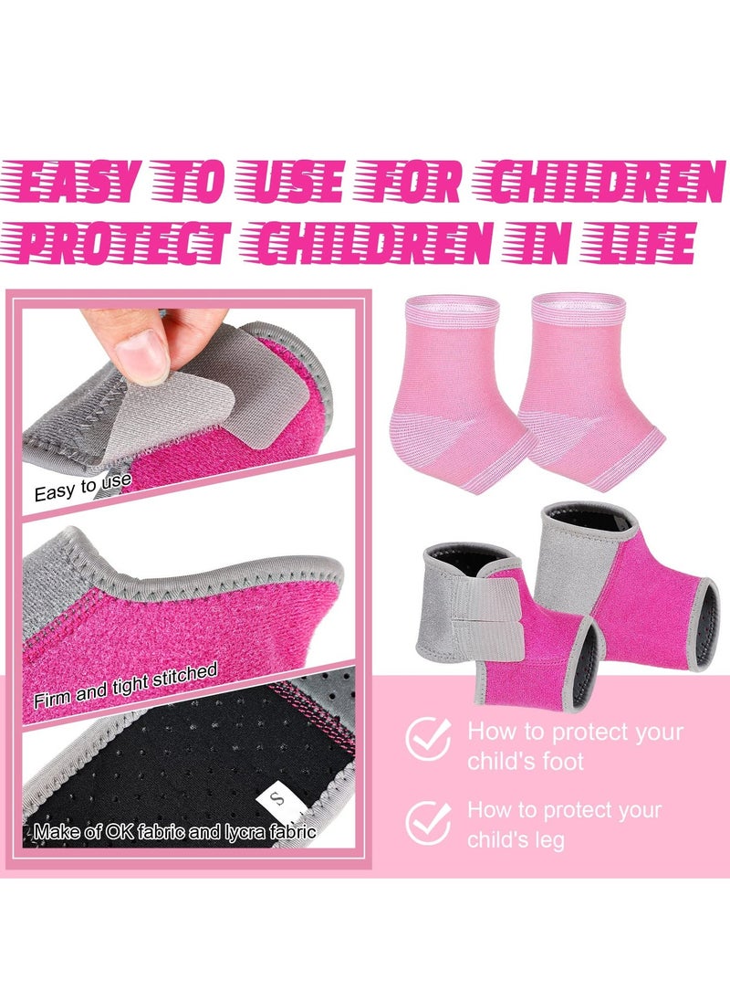 Y&D - 2 Pairs Kids Ankle Brace Set Foot Support Stabilizer Wraps Protector Guard Knitted Sleeve Sock Compression Socks for Injury Prevention, Pink - Image 1