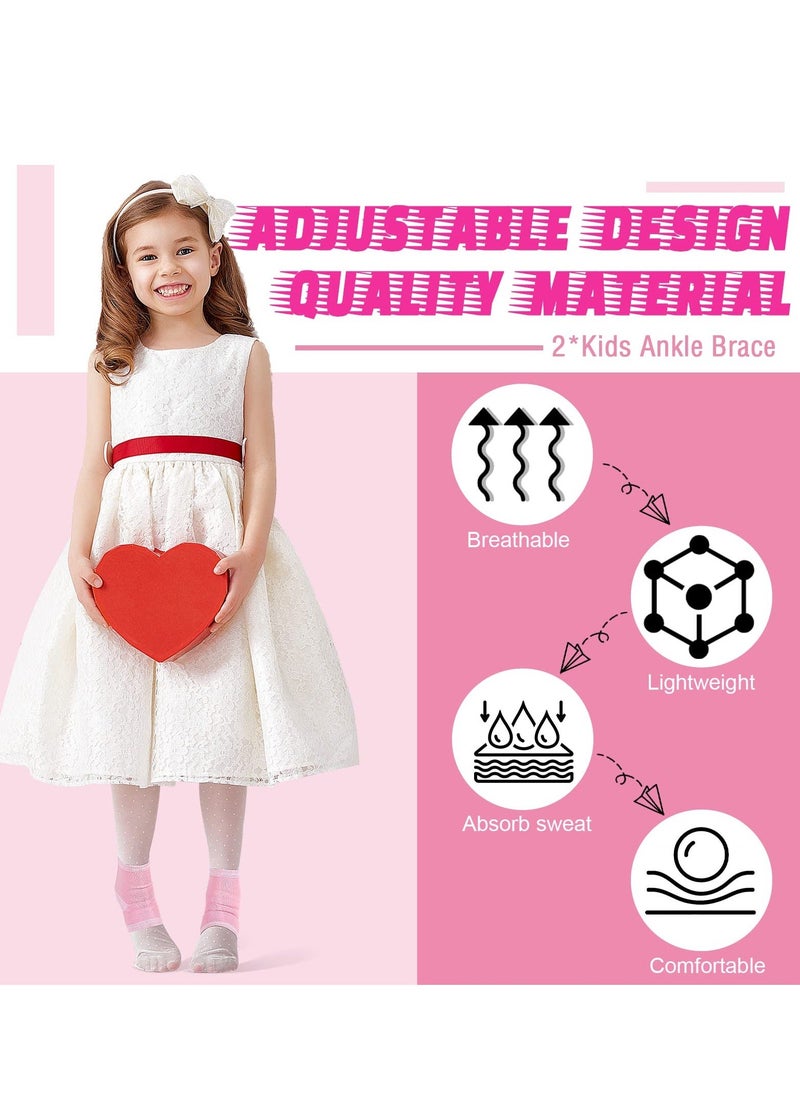 Y&D - 2 Pairs Kids Ankle Brace Set Foot Support Stabilizer Wraps Protector Guard Knitted Sleeve Sock Compression Socks for Injury Prevention, Pink - Image 1