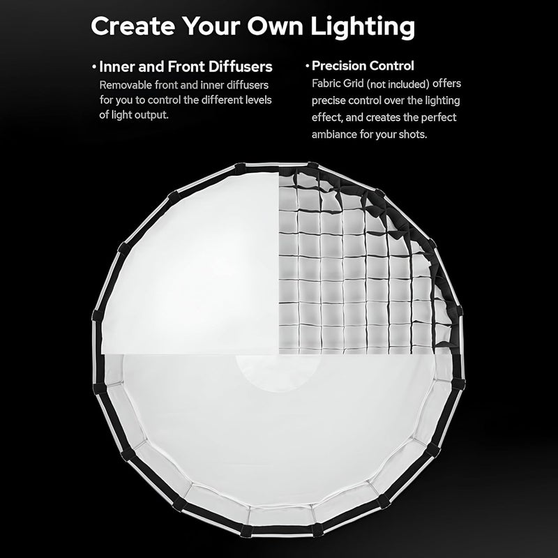 Godox S105T B/S 105cm/41.3in Quick Release Umbrella Softbox with Grid | Professional Foldable Softbox with Standard Bowen Mount & Diffusers for Photography Studio Photography Portrait Live Stream - Image 3