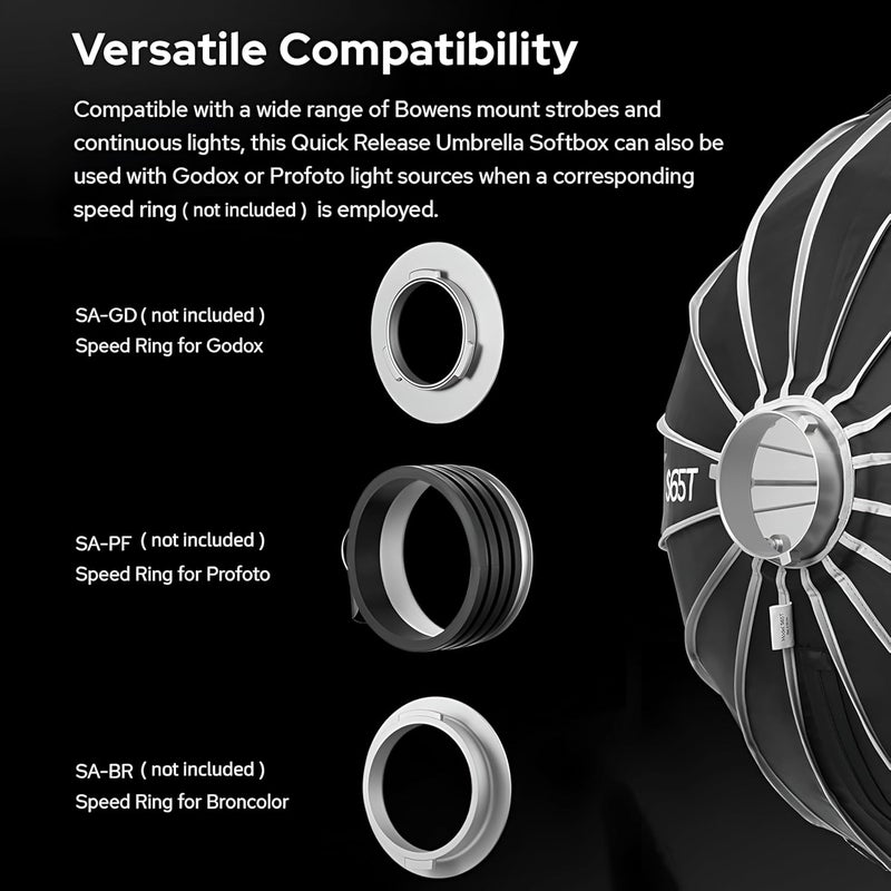 Godox S105T B/S 105cm/41.3in Quick Release Umbrella Softbox with Grid | Professional Foldable Softbox with Standard Bowen Mount & Diffusers for Photography Studio Photography Portrait Live Stream - Image 5