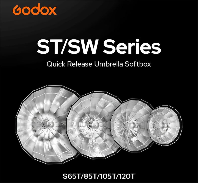 Godox S105T B/S 105cm/41.3in Quick Release Umbrella Softbox with Grid | Professional Foldable Softbox with Standard Bowen Mount & Diffusers for Photography Studio Photography Portrait Live Stream - Image 2