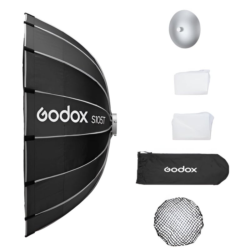 Godox S105T B/S 105cm/41.3in Quick Release Umbrella Softbox with Grid | Professional Foldable Softbox with Standard Bowen Mount & Diffusers for Photography Studio Photography Portrait Live Stream - Image 1