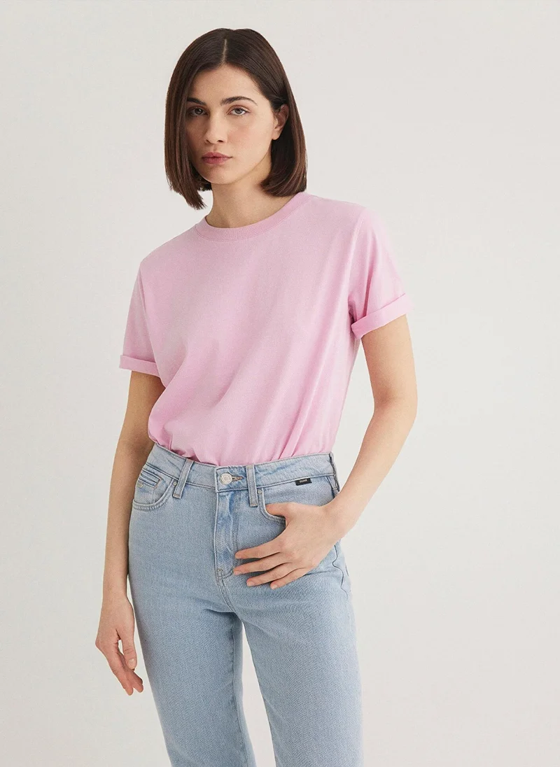 MAVI Crew Neck Pink Basic T-Shirt