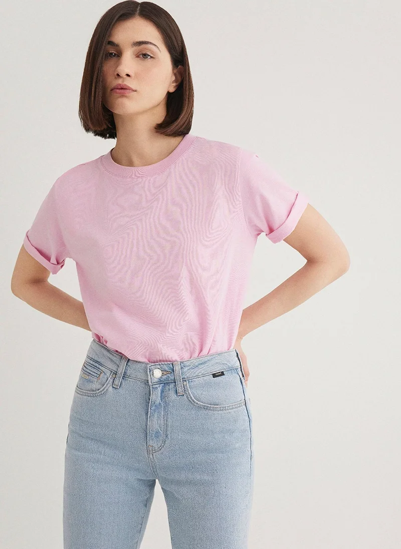 MAVI Crew Neck Pink Basic T-Shirt