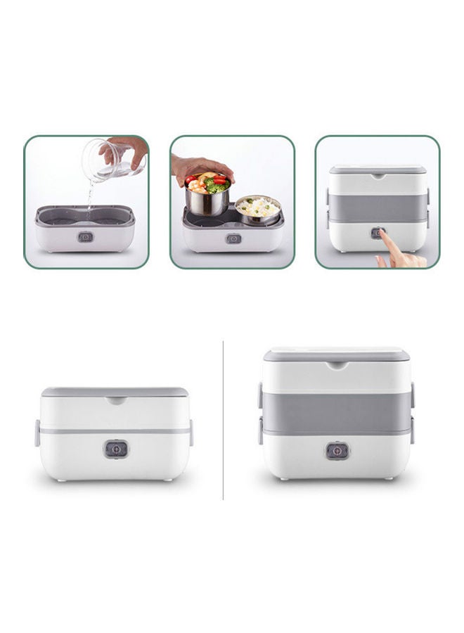 Loquat Double Layer Electric Lunch Box Grey/White 25x15cm - Image 2