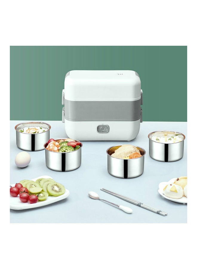 Loquat Double Layer Electric Lunch Box Grey/White 25x15cm - Image 5