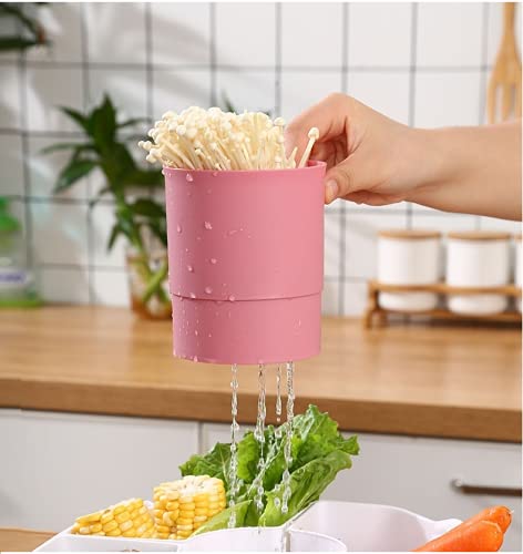 Rasikvar Dining Table Round Platter Tray with Vegetables and Fruit Draining Basket Strainer Rotating Hot Pot Basket Appetizer Plate Platters Serving Tray Fruit Basket for Dining Table Multicolor - Image 2
