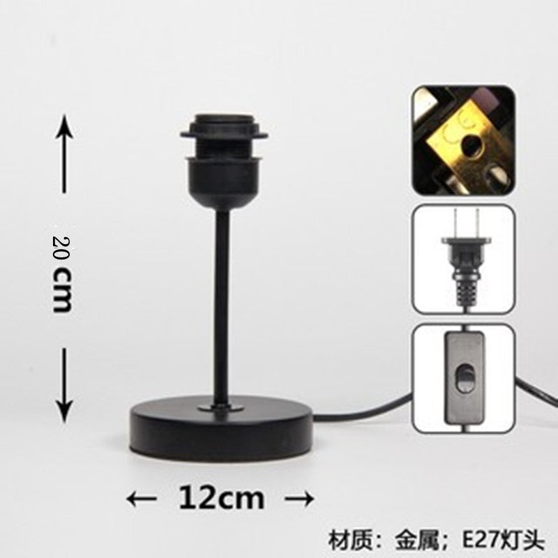 Generic Black metal paint straight rod table lamp base accessories E27 cable lamp holder Internet celebrity homemade diy iron lamp holder 20cm high black iron base