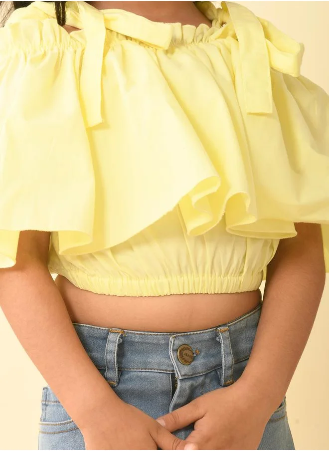 ليل بيكس Cold Shoulder Sleeves Layered Crop Top by Styli