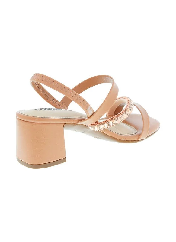 موليكا صنادل بكعب متوسط للنساء - صنادل بكعب مفتوح من الخلف للبنات مع رباط للكاحل