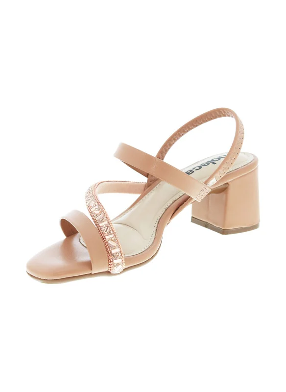 MOLECA Moleca Ladies Mid Heel Sandals Nude | Made In Brazil