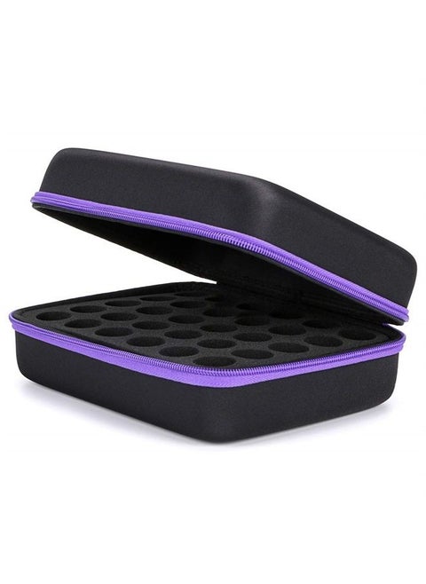 Hard Shell Essential Oil Carrying Case 30 Bottles EVA Essential Oils Storage Bag - Perfect for Essential Oils Bottle with Foam Insert (Black + Purple)
