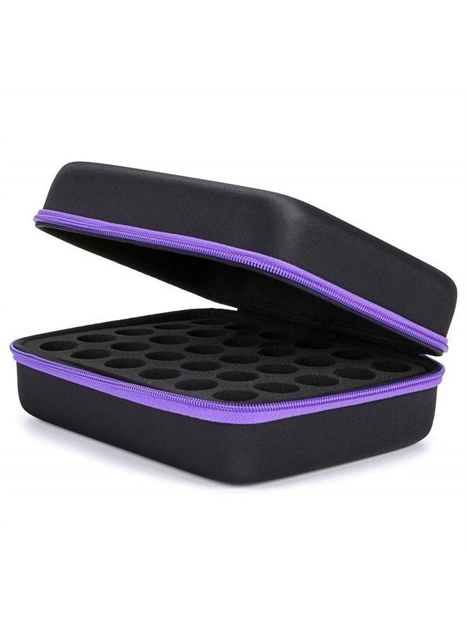 Hard Shell Essential Oil Carrying Case 30 Bottles EVA Essential Oils Storage Bag - Perfect for Essential Oils Bottle with Foam Insert (Black + Purple)