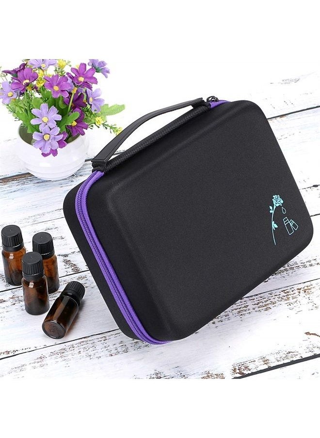 Hard Shell Essential Oil Carrying Case 30 Bottles EVA Essential Oils Storage Bag - Perfect for Essential Oils Bottle with Foam Insert (Black + Purple)