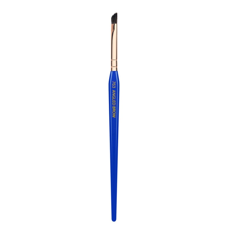 Bdellium Tools Professional Makeup Brush  Golden Triangle 763 Angled Brow  With All Vegan and Soft Synthetic Fibers For Defining Eyebrows Blue 1pc
