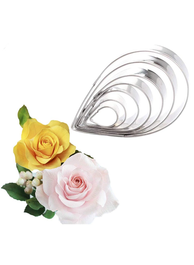 Sweet seven قوالب بتلات الورد من الفولاذ المقاوم للصدأ - أدوات الخبز وصنع الفوندان DIY للحلويات والسندويشات والمزيد - مجموعة من 7 - Image 1