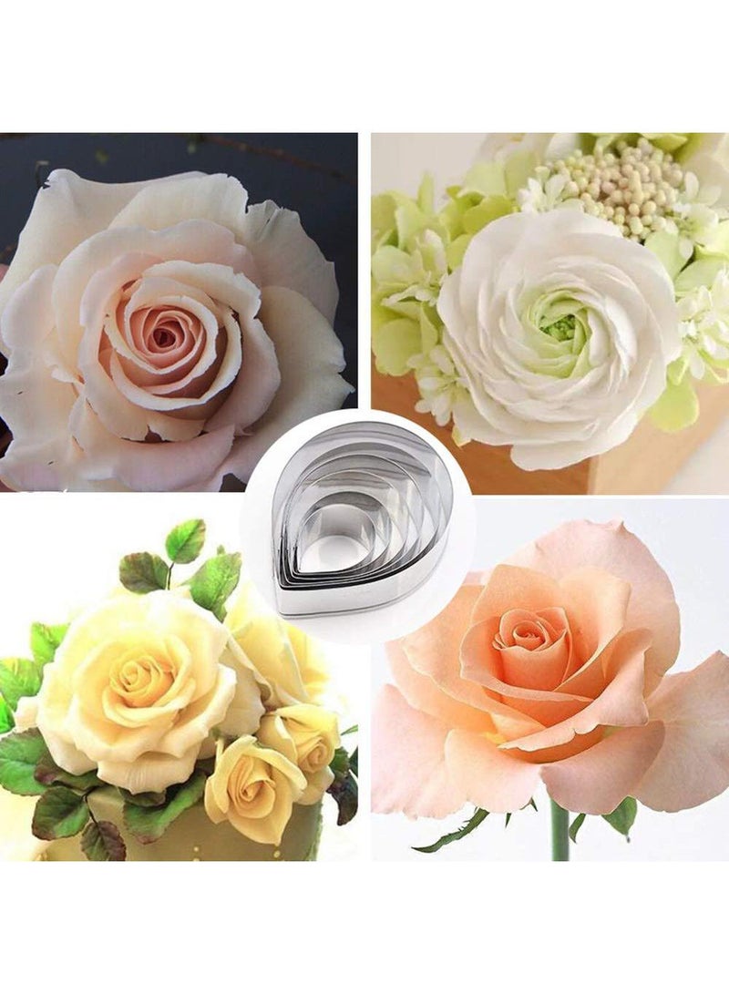 Sweet seven قوالب بتلات الورد من الفولاذ المقاوم للصدأ - أدوات الخبز وصنع الفوندان DIY للحلويات والسندويشات والمزيد - مجموعة من 7 - Image 5
