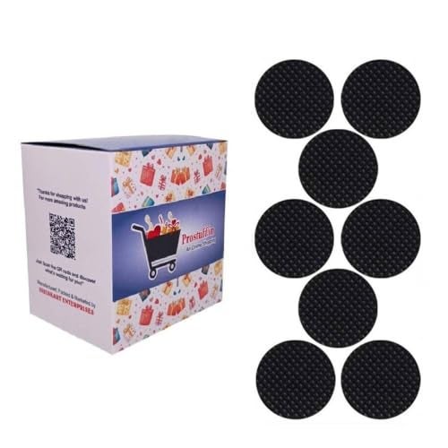 Prostuff.in® 8 Pcs Non-Slip Self-Adhesive Rubber Furniture Feet Pads – Thickened Round Floor Protectors for Sofa, Table, Chair, Cabinet – Anti-Scratch, Noise-Reducing (Black) - Image 1